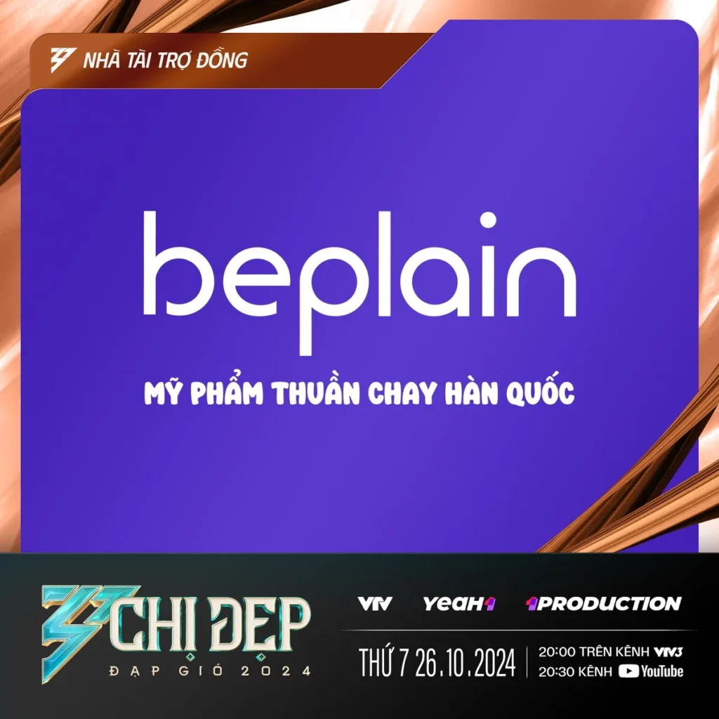 Thẻ nhà tài trợ BEPLAIN – mỹ phẩm thuần chay Hàn Quốc tại chương trình Chị Đẹp Đạp Gió 2024