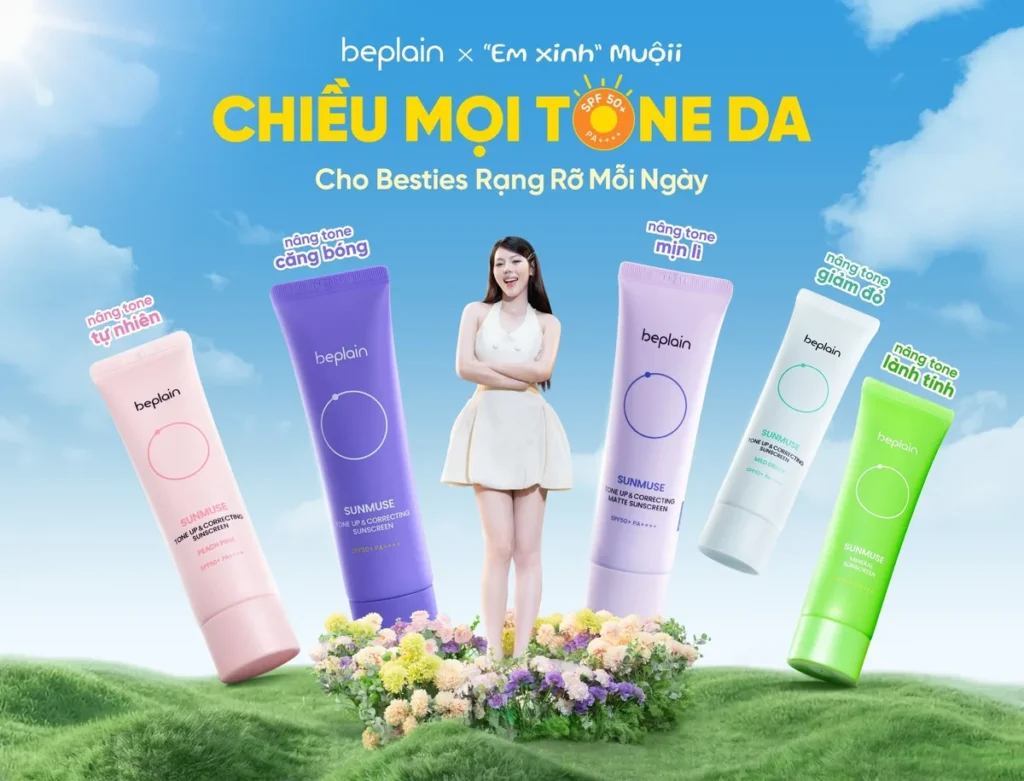 Đại sứ Muộii cùng bộ sưu tập kem chống nắng BEPLAIN Sunmuse tại Việt Nam