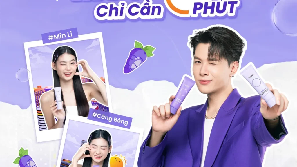 Atus cùng kem chống nắng cà rốt tím BEPLAIN trong chiến dịch Nền đẹp hoàn hảo Muse 5 phút